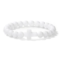 Bracciale minimalista di perline in pietra bianca con ciondolo a croce per uomo - Porcellana Bianca