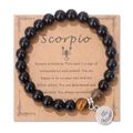Pulsera artesanal del signo Escorpio con cuentas negras y piedras de ojo de tigre - 19cm / Escorpio