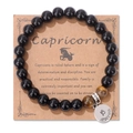 Pulsera horóscopo Capricornio con cuentas ojo de tigre y colgante de plata en tarjeta - 19cm / Capricornio