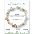 Amazonite natural stone chips stretch bracelet with green mineral textures on card - Amazonite (FK2340-19CM Amazonite)