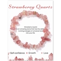 Pink strawberry quartz gemstone chip bracelet with self-confidence card display - Strawberry Quartz (FK2342-19CM Strawberry Quartz)