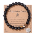 Pulsera Acuario con cuentas de ojo de tigre y colgante plateado en tarjeta regalo - 19cm / Acuario