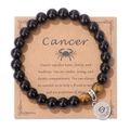 Pulsera del zodiaco Cáncer con cuentas de ojo de tigre y colgante de plata fina - 19cm / Cáncer