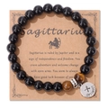 Pulsera Sagitario de cuentas ojo de tigre con colgante optimist en tarjeta - 19cm / Sagitario