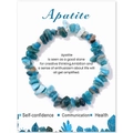 Bracelet élastique en pierre d'apatite avec éclats de cristal bleu naturel sur sa carte - Apatite (FK2347-19CM)