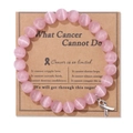 Armband aus rosa Katzenaugensteinperlen mit silbernem Schleifenanhänger auf Kraftpapier - 19cm / Rosa Katzenauge