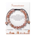 Verstelbare zonnesteen kralenarmband op witte kaart met symbolische beschrijvingen - Zonnesteen Stijl (FK2275) / 19cm