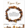 Bracelet élastique en éclats d'œil de tigre naturel sur carte pour protection et richesse - Pierre d'Œil de Tigre Jaune (FK2336-19cm)