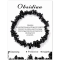 Bracelet élastique en pierre d'obsidienne noire naturelle sur carte de présentation - Obsidienne (FK2338-19CM)