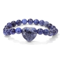 Blaues Sodalith-Naturstein-Armband mit passendem Herzanhänger für Damen und Herren - Blauer Sodalith Stil (FD11331)
