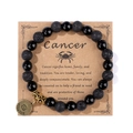 Pulsera signo Cáncer con cuentas de lava negra en tarjeta de exhibición regalo - 19cm / Cáncer (H0245) / Negro