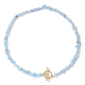Hellblaue Kies-Perlenkette mit goldenem OT-Verschluss im minimalistischen Vintage-Stil - 19cm