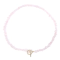 Handmade rose quartz chip bead necklace with vintage golden T-bar toggle clasp detail - 19cm / Pink Style (FN0901)