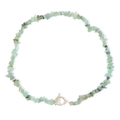 Green natural crushed stone beaded necklace with vintage golden OT toggle clasp - 19cm / Light Green Style (FN0918)