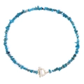 Blue crushed natural stone necklace featuring a vintage gold OT toggle clasp closure - 19cm / Royal Blue Style (FN0941)