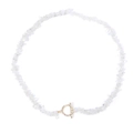 Minimalist translucent white crystal gemstone necklace with golden toggle clasp - 19cm / Translucent White Style (FN0919)
