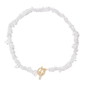 Elegant clear stone beaded necklace with a golden toggle clasp and vintage aesthetic - 19cm / Clear Crystal Style (FN0667)