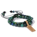 Three-piece set of woven natural blue and green gemstone bead bracelets for men - Phoenix Lapis / 19cm