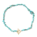 Vintage bohemian turquoise stone bead necklace featuring a golden toggle clasp - 19cm / Turquoise Style (FN0671)