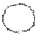 Multicolor natural crushed stone necklace with elegant golden OT toggle clasp - 19cm / Multicolor Mix B (FN0908)