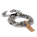 Labradorite bead woven bracelets set with adjustable cord and blue color flash shine - Labradorite / 19cm
