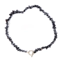 Natural snowflake obsidian gravel stone necklace featuring a gold OT toggle clasp - 19cm / Snowflake Style (FN0905)
