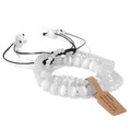 Three-piece set of white cat eye stone beaded bracelets with adjustable black woven cords - White Cat's Eye / 19cm