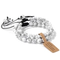 Three-piece set of adjustable white marble howlite stone bead woven bracelets - White Turquoise / 19cm