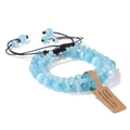 Three-piece set of light blue gemstone bead bracelets with adjustable braided cords - Blue Cat's Eye / 19cm