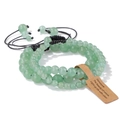 Three-piece set of natural green stone beaded bracelets with adjustable woven cords - Green Aventurine / 19cm