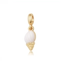 Eleganter Muschelanhänger in Gold und Weiß für DIY-Schmuck und Halsketten mit Spiralmuster - Goldrand Weiße Meerschnecke (DGB2136)