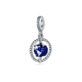 Blue enamel earth globe charm in 925 sterling silver with zircon crystals and beads - Blue and White Earth Style (DGB1097)