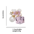 Detalle de las dimensiones del pendiente de flor de 1,8 cm con colgante de cristal rosa - Estilo Flor de Perla Cristal Hexágono Rosa (012)