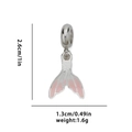 Macro view of silver fish tail charm showing pink enamel detail and dimensions - Pink Fish Tail
