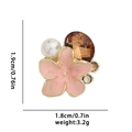 Vista detallada del tamaño de un accesorio floral rosa con perlas y cristales - Estilo Perla Pétalo Rosa (05)