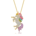 Kleurrijke eenhoorn hanger ketting met kristallen in goud voor verjaardagen - Gouden Galoppeert Eenhoorn Stijl (NK091)