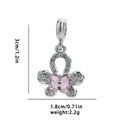 Pink butterfly pendant charm with crystals and measurements for DIY jewelry making - Pink Butterfly