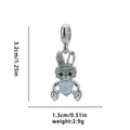 Silver rabbit jewelry pendant with sparkling heart stone and clear crystals for DIY charms - Blue Rabbit