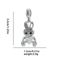 Silver rabbit pendant with white heart gemstone and sparkling cubic zirconia stones - White Rabbit