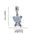 Silver bear pendant with light blue gemstone charm for DIY necklace and bracelet crafting - Blue Bear