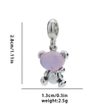 Silver bear pendant with purple translucent inlay and textured design, 2.8cm charm - Purple Bear