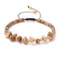 Bracciale regolabile in pietra naturale marrone con cordino intrecciato e dettagli in metallo - Diaspro