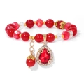 Elegant red crystal beaded bracelet with gold accents and a sparkling teardrop pendant - 19cm / Red Crystal