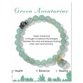 Detalle de pulsera de cuentas de aventurina verde con colgante de piedra en bruto - Aventurina Verde y Piedra de Lava Negro Pistola / 19cm