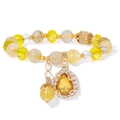 Handmade beaded bracelet featuring yellow faceted crystal beads and a teardrop pendant - 19cm / Citrine