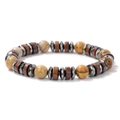 Bracciale in pietra naturale e perline di legno con dettagli in ematite su bianco - Diaspro / 19cm