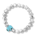 Macro detail of turquoise elephant bead and white marble stone stretch bracelet - Howlite
