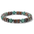 Bracciale di perline turchesi con distanziali in legno e pietre di ematite - Pietra di pino africano / 19cm