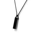 Collana con ciondolo rettangolare in pietra nera e cordino intrecciato regolabile da uomo - Agata nera