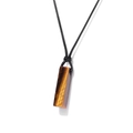 Collana con pendente rettangolare in pietra occhio di tigre e cordino nero regolabile - Occhio di Tigre Giallo